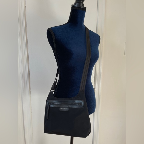 Longchamp Le Pliage Neo Flat Black Nylon Crossbody Bag Shoulder Purse - Picture 2 of 11